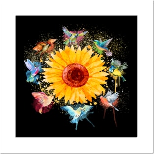 Colorful Sunflower Birds Costume Gift Posters and Art